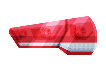 Red Car Headlight, Rare Brake Light Flat Style Vector Illustration on White Background