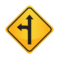 Left or straight arrow auxiliary sign