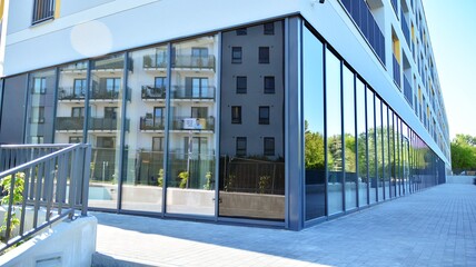 New commercial premises on the ground floor of a residential building.