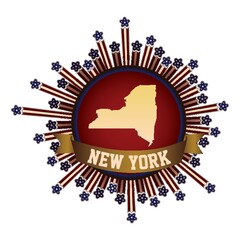 New york state button with banner