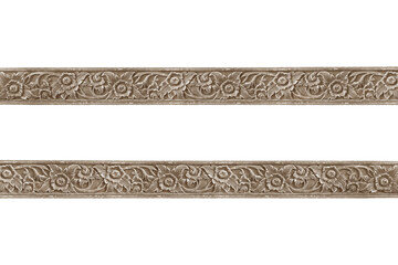 Pattern of flower carved on wood frame isolated on white with clipping path include.