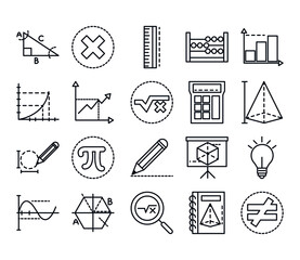 math education school science icons collection line and style