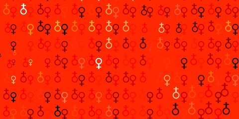 Light Red, Yellow vector texture with women's rights symbols.