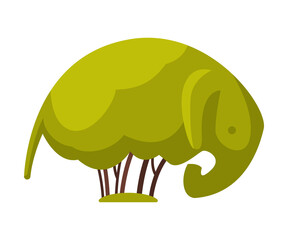 Topiary Bush in the Shape of Elephant, Urban Infrastructure Design Element, Flat Style Vector Illustration on White Background