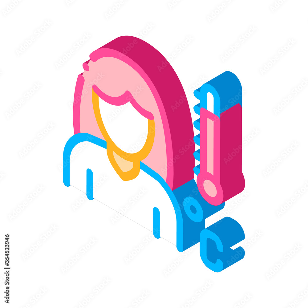 Sticker Head Rush Girl Symptomp Of Pregnancy vector isometric sign. color isolated symbol illustration