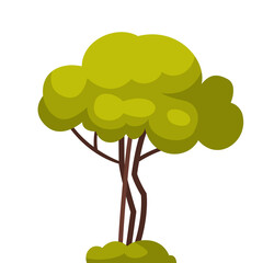Green Tree, Summer Landscape Element Flat Style Vector Illustration on White Background