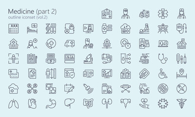 Obraz na płótnie Canvas Medical outline icons for web, mobile app, presentation and other. Was created with grids for pixel perfect.