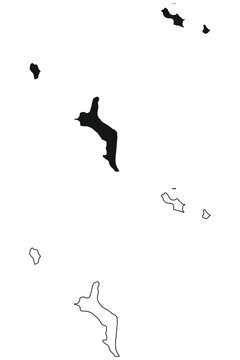Seychelles Country Map. Black silhouette and outline isolated on white background. EPS Vector