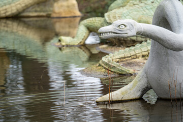 Crystal Palace Dinosaurs in Crystal Palace Park, London, England, United Kingdom
