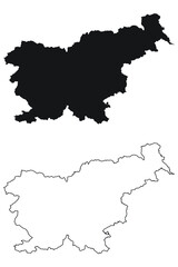 Slovenia Country Map. Black silhouette and outline isolated on white background. EPS Vector