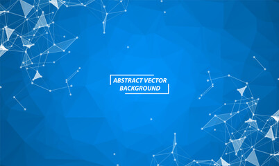 Blue Geometric Polygonal background molecule and communication. Connected lines with dots. Minimalism background. Concept of the science, chemistry, biology, medicine, technology.