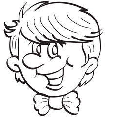 sketch of a male portrait, cartoon, coloring book, isolated object on a white background, vector illustration,