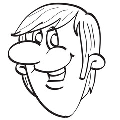 sketch of a male portrait, cartoon, coloring book, isolated object on a white background, vector illustration,