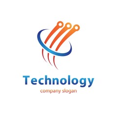 Circular technology circuit icon logo