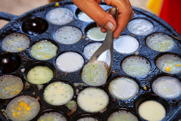 Thai coconut milk mixed with fried dessert
