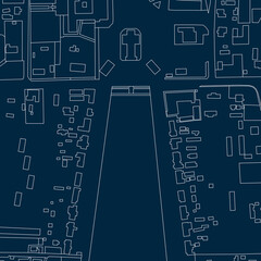 Town Square. Abstract vintage topographic map. Urban city top view. Vector blueprint.
