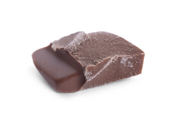 Piece of milk chocolate isolated on white