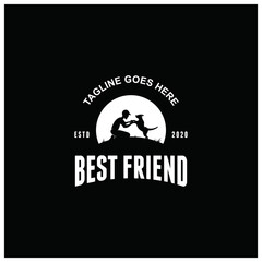 dog and man silhouette logo illustrations