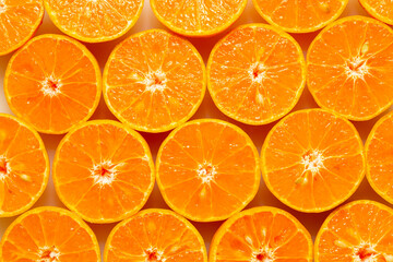 Fresh oranges cut in half