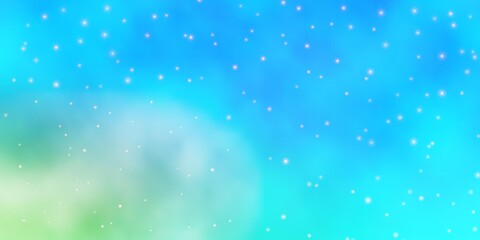 Light Blue, Yellow vector template with neon stars. Colorful illustration with abstract gradient stars. Best design for your ad, poster, banner.