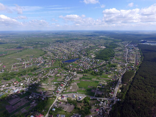 Aerial view of the saburb landscape (drone image). Near Kiev