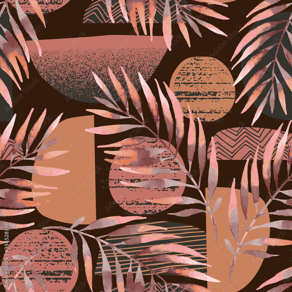 Sticker hand drawn seamless pattern in scandinavian minimal style
