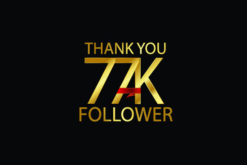 77K,77.000 Follower celebration logotype. anniversary logo with gold on black background for social media - Vector