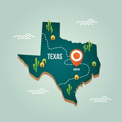 Texas map with capital city