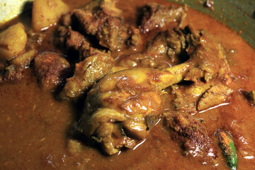 Chicken curry with testy spice. Boiled chicken broth. Hot and spicy Chicken Curry.