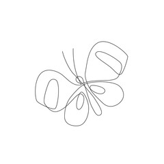 Simple butterfly one line drawing isolated on white background