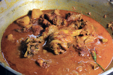 Chicken curry with testy spice. Boiled chicken broth. Hot and spicy Chicken Curry.
