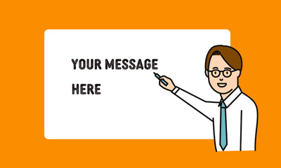 ホワイドボードに字を書くビジネスマン