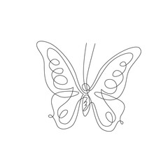 Fototapeta na wymiar Simple butterfly one line drawing isolated on white background