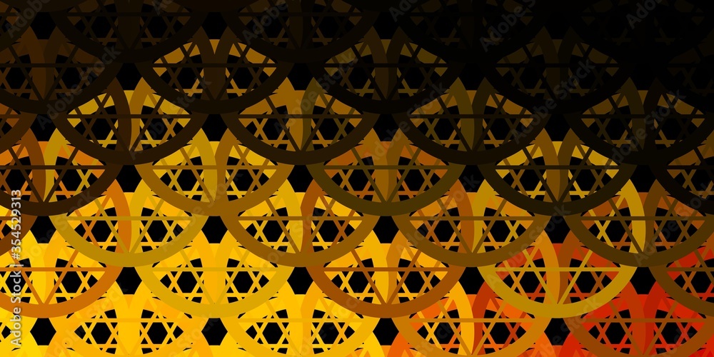 Wall mural dark green, yellow vector background with occult symbols.