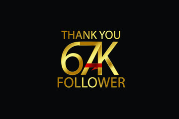 67K, 67.000 Follower celebration logotype. anniversary logo with gold on black background for social media - Vector