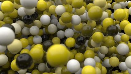 3d background from bright multi-colored particles of balls. studio lighting. soft shadows
