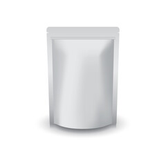 Blank silver standing ziplock bag for food or healthy product.