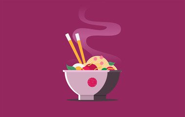 Flat noodle ramen graphic vector illustration