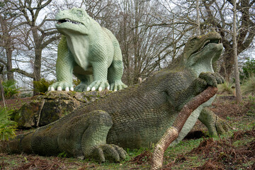 Crystal Palace Dinosaurs in Crystal Palace Park, London, England, United Kingdom