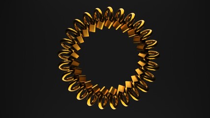  3D Render of Gold Rings. Abstract Luxury Circle Pattern