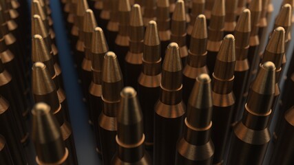 3D Render of Bullets that lying on floor. Studio Light.