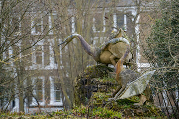 Crystal Palace Dinosaurs in Crystal Palace Park, London, England, United Kingdom © Joe