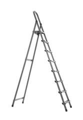 Modern metal stepladder isolated on white. Construction tool