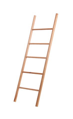 Modern wooden ladder isolated on white. Construction tool