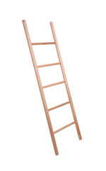 Modern wooden ladder isolated on white. Construction tool