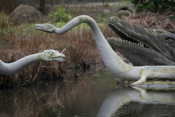 Naklejka premium Crystal Palace Dinosaurs in Crystal Palace Park, London, England, United Kingdom