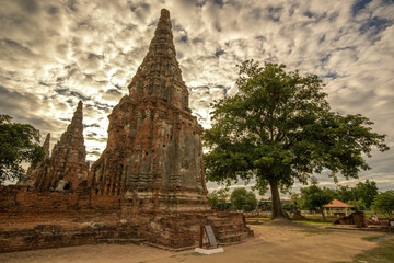 Fototapeta premium Ayutthaya, Thailand - August 23th 2015: Ayutthaya is the former capital of Phra Nakhon Si Ayutthaya province in Thailand. In 1767, the city was destroyed by the Burmese army.