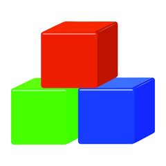 Fototapeta premium Cubes. Isolated vector image on a white background. Flat style. Plastic cubes for children's games