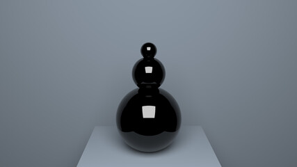 3d abstract interior element from round black elements. museum exhibit