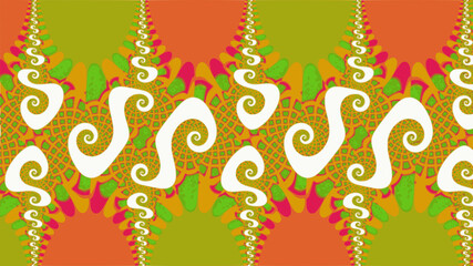 Ornate geometric pattern and artfully abstract multicolored background